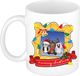 Bellatio Decorations Kerst cadeau koffiemok - kerst diertjes - wit - 300 ml - keramiek