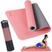 BAKAJI Yogamat van milieuvriendelijk TPE, dubbellaags, antislip, hoge dichtheid, mat voor training, fitness, aerobic, fitnessstudio, gymnastiek, afmetingen 180 x 61 cm, met tas
