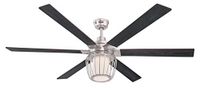 Westinghouse Lighting Willa Plafondventilator, 153 cm, geborsteld nikkel met afstandsbediening voor verlichting en ventilator, ledlamp, dimbaar, gematteerd glas, daglichtscherm