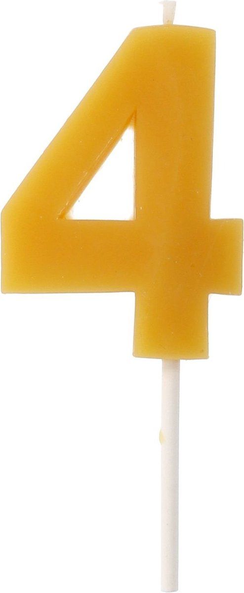 Folat 24304 ECO 4-bijenwas, 4,5 cm, verjaardagskaarsen, druppelbestendig, brandt langer, honinggeur, geel