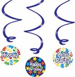 Paper Dreams Happy Birthday Swirl Decorations - Multicolor, 3-Pack