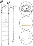 Wallbarz Comet 5 Binnenklimrek voor kinderen, metalen klimwand met gymnastiekschommel en gymnastiekwielen – wit