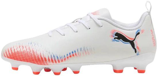PUMA FUTURE 8 PLAY FG/AG Jr Unisex Sportschoenen - PUMA White-PUMA Black-Glowing Red