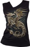 Spiral Celtic Dragon Mouwloze top Zwart S
