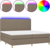 vidaXL Boxspring met matras en LED stof taupe 200x200 cm