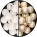 Decoris Kaemingk B.V. 32x stuks kunststof kerstballen mix van wit en champagne 4 cm