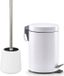 5Five Accessoires pour salle de bain/toilettes - Brosse WC et poubelle à pédale 3L - blanc