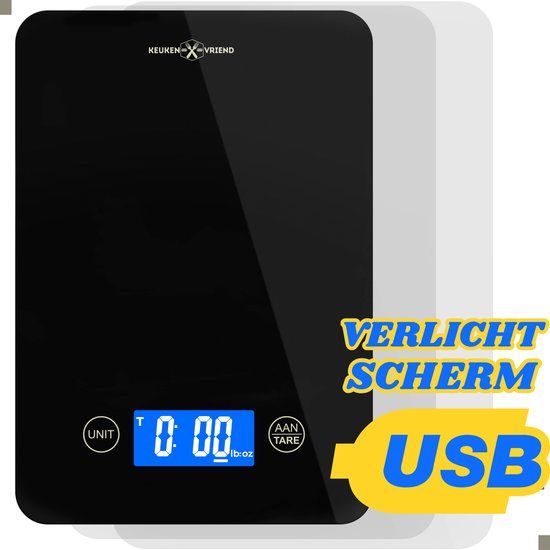 Keukenvriend © Keukenweegschaal - USB Oplaadbaar - Digitale keukenweegschaal - 10 kg - 1g Nauwkeurig