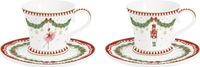 Set de 2 tasses avec soucoupes 'Magie de Noël', porcelaine, 80ml