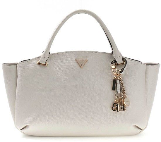 GUESS Gilda 3 Compartment Satchel Cream White