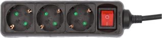 Unitec Prise de table avec interrupteur - 3 prises - 3 m - H05VV-FG1,5 mm² - Noir