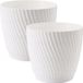 Form Plastic Pot de fleurs Waves - 2x - plastique - blanc ivoire - D13 x H12 cm - avec soucoupe - rond