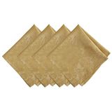 Elrene Home Fashions Jacquard vakantie doek diner servetten set van 4, polyester, goud, 17" x 17"