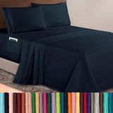 Elegant Comfort Luxueuze 1500 hoogwaardige microvezel 4-delige lakenset, 4-61 cm diep - extra diepe zakken - Ultrazachte 4-delige diepe zaklakens, kingsize, zwart