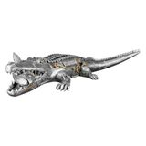 Casablanca Steampunk Crocodile Figurine - Resin - Silver - 60 cm Width - Decoration - Gift - Collectible - Home Accessory