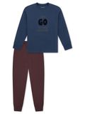 SCHIESSER Pyjama lang Jongens Effen Lange mouw Katoen Pacific Blue Maat 128