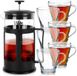 vilde Verres à boire pour café et thé avec cafetière 250 ml / 1 l, 7 pièces