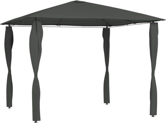 vidaXL Prieel met paalhoezen 160 g/m² 3x3x2,6 m antracietkleurig