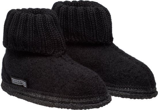 Bergstein Cozy Sloffen Unisex Junior - Black - Size 34 - Wool - Machine Washable