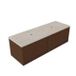 Saniclass Holz Frame Badkamermeubelset - 140x45x43cm - Travertine natuurstenen topblad - zonder kraangat - 2 lades - mat walnut pure (hout) SW1420777/SW1242433
