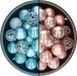 Decoris Kerstballen - 74x st - lichtroze en ijsblauw - 6 cm - kunststof