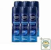 Nivea Men Fresh Active Déodorant Spray - 150 ml - 6 Pièces