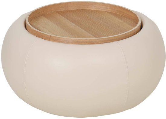 DÉJA Living Salontafel Draby - Rond Beige/Naturel - Incl. Opbergruimte - 73cm