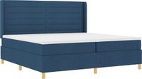 vidaXL Boxspringbed met matras en hoofdbord, blauw, 200 x 200 cm, stof