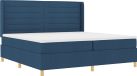 vidaXL Boxspringbed met matras en hoofdbord, blauw, 200 x 200 cm, stof