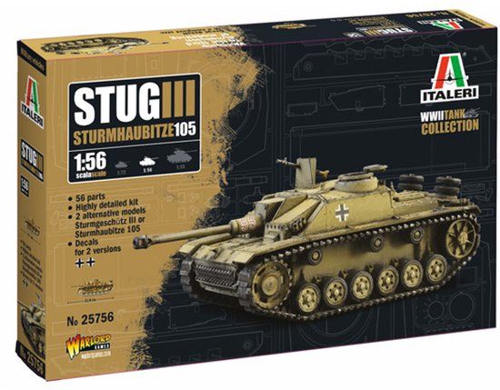 Italeri Modelbouwpakket Vliegtuigen - 25756 Stug III - Sturmhaubitze 105 - WWII Plastic - 1:56 - Modelbouw