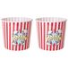 Gerimport Bol à popcorn - 2x - rouge/blanc - plastique - D24 - 9 litres - réutilisable