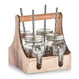 Zeller 19746 set drinkglazen, 5-delig, glas/metaal/hout, ca. 20 x 22 x 22 cm
