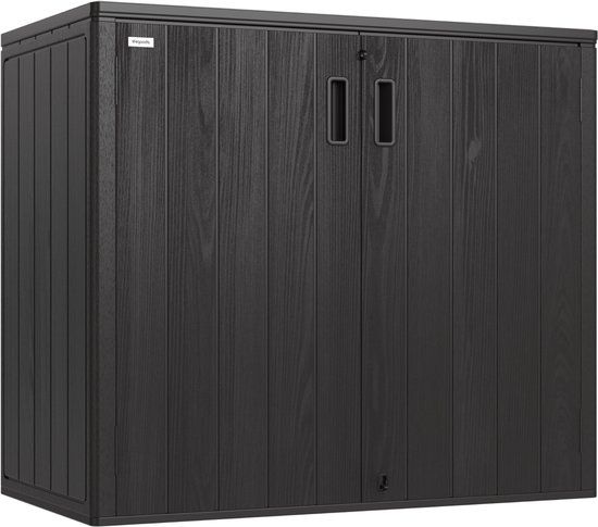 LifeGoods Tuinkast Horizontaal - 860L - Opbergkast - Waterdicht & UV-bestendig - Tuinbox - Zwart