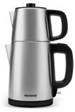 Machine à thé acier inoxydable - Noir - Bouilloire 1,8 L - Théière 0,95 L - Fonction maintien au chaud - Base pivotante