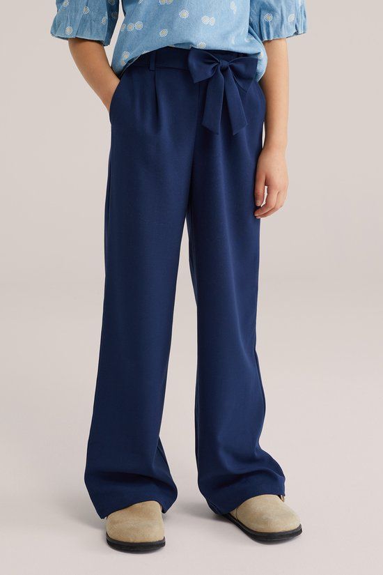 WE Fashion Meisjes straight fit broek donkerblauw