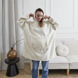 HOME DECO FACTORY Snuggle dames - mannen -capuchon - extra breed - wit - hoody - plaid - cadeauverpakking