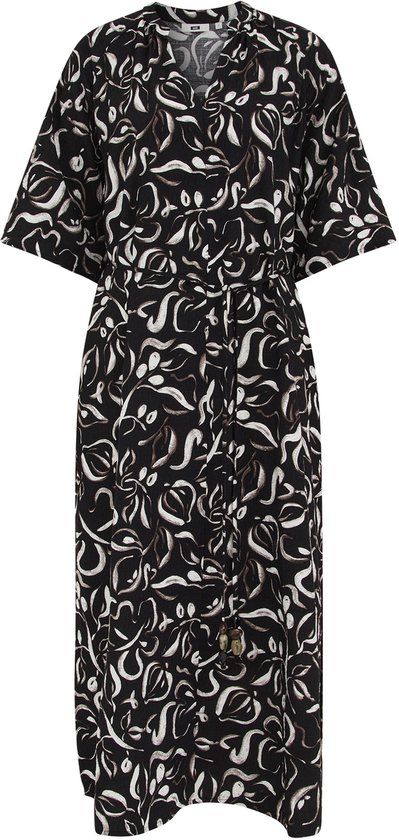 WE Fashion Dames midi jurk met structuur zwart