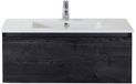 BES LED Frozen Badmeubelset 100 cm - Greeplijst in Kleur - Black Oak - Keramische Wastafel Wit 1 Kraangat