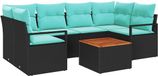 vidaXL Banc de jardin - Ensemble - 7 pièces - Noir - Polyrattan
