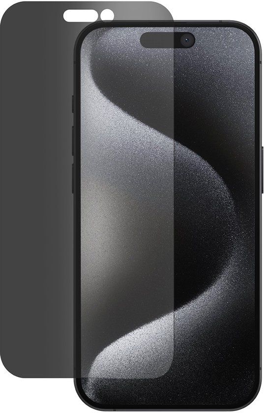 Eiger Mountain Black Screen Protector Geschikt voor iPhone 15 / 15 Pro | Case Friendly | Privacy Glas | 9H Tempered Glass | Anti-Spy