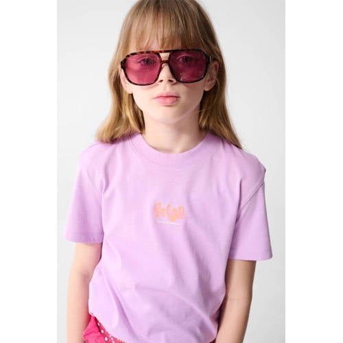 Shoeby T-shirt lila Paars Meisjes Katoen Ronde hals Tekst - maat 110/116