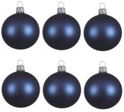 Decoris Kerstballen - 6 stuks - Donkerblauw - 8 cm - Glas - Mat - Velvet