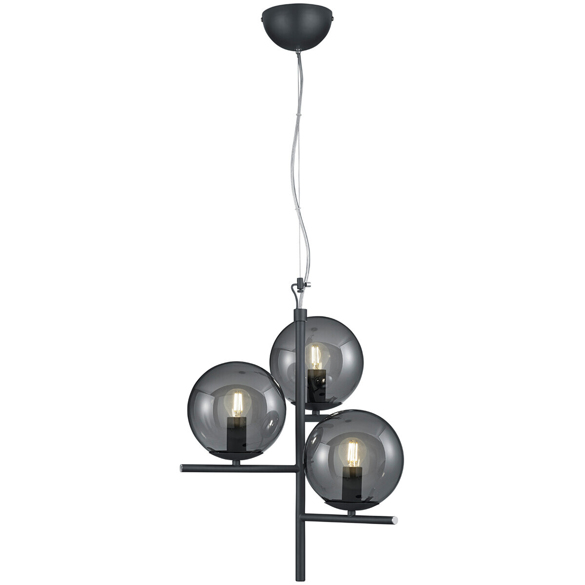 BES LED LED Hanglamp - Hangverlichting - Trion Pora - E14 Fitting - Rond - Mat Zwart - Aluminium