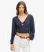 Superdry Top Court Tissé à Manches Longues Bleu Marine Taille: 44