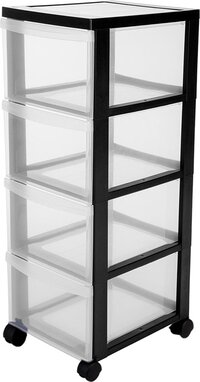 IRIS Design Chest ladesysteem - 4 diepe lades - Zwart/Transparant