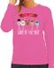 Bellatio Decorations foute kersttrui - sweater - dames - Kerst wijn glazen - roze - S