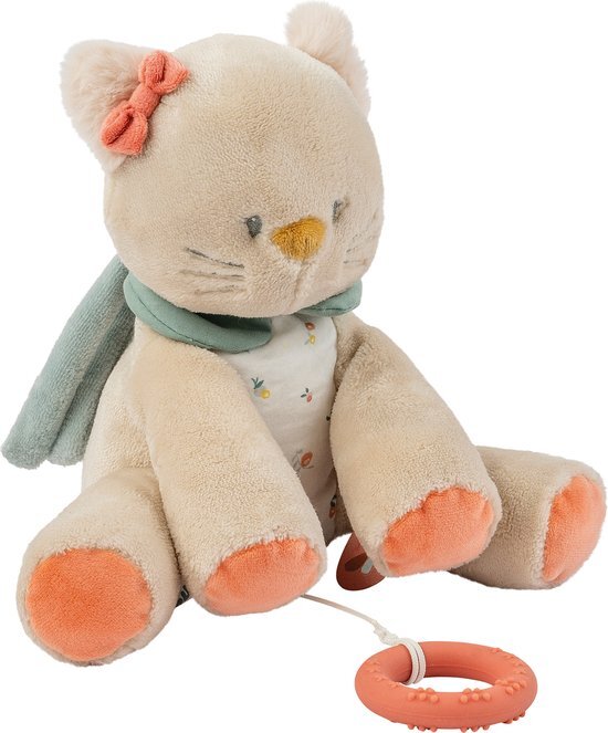 Nattou Kat Lana - Muziek Knuffel - 30 cm - Zand Beige