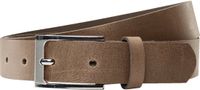 Babista heren leren riem - 120 cm - cognac - zilverkleurig - broekriem