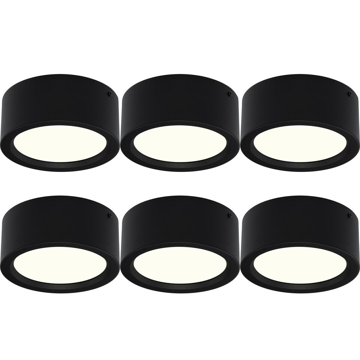 BES LED LED Downlight 6 Pack - Opbouw Rond Hoog 15W - Natuurlijk Wit 4200K - Mat Zwart Aluminium - Ã˜180mm