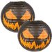 Boland lampion pompoen creepy - 2x - rond - zwart/oranje - D25 cm - papier/metaal - versiering